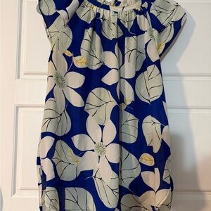 Ann Taylor Women’s Blue and Cream Floral Blouse